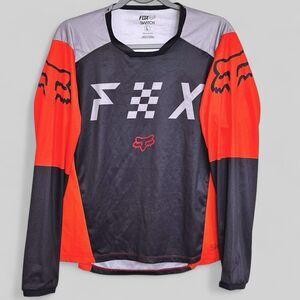 Fox Racing Moto Jersey Mens L Black/Orange Performance Long Sleeve Motocross